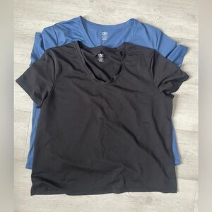 Athletic Works Short Sleeve V-Neck Tees - Black and Blue